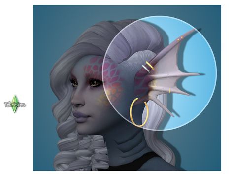 Tekrisims — Siren Ears ! Big, spiny, pierced fish ears for... Siren Ears, Fish Ears, Good Dragon, Dragon Ears, Sims 4 Couple Poses, Fantasy Play, Sims 4 Traits, Mermaid Top, The Sims 4 Packs