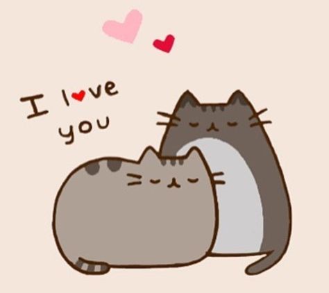 Pusheen Husband, Notebook Scribbles, Cute Mochi Cat, Animal Puns Love, Two Cats In Love Doodle, Cute Memes For Him Cat, Pusheen Love, I Love My Grandma, Pusheen Memes