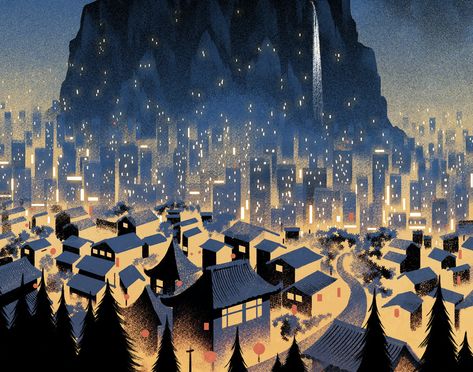 Chromosphere Studio, Night City Illustration, Night Sky Illustration, Illustration Night, Night Drawing, Night Illustration, Color Script, House Illustration, Illustration Agency