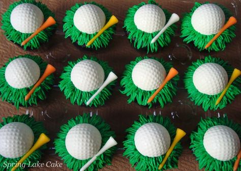 Golf Themed Cakes, Golf Cupcakes, Golf Cookies, Sport Cupcakes, Golf Birthday Cakes, Golf Theme Party, Cupcake Inspiration, Golf Cake, Soccer Cake