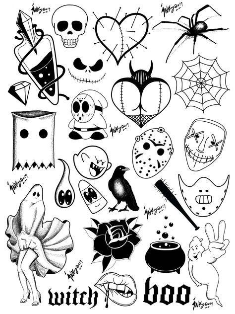 Spooky Flash, Halloween Tattoo Flash, Tato Flash, Halloween Flash, House Tattoo, Art Flash, Street Tattoo, Men Tattoos, Flash Tattoo Designs