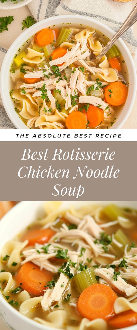 Image for Best Rotisserie Chicken Noodle Soup Rotissery Chicken Noodle Soup, Six Sisters Chicken Noodle Soup, Best Rotisserie Chicken Soup, Basic Chicken Noodle Soup Recipe, Roasted Chicken Noodle Soup Recipe, Crock Pot Rotisserie Chicken Soup, Chicken Soup Recipes Rotisserie, Eating Well Creamy Chicken Noodle Soup With Rotisserie Chicken, Chicken Soup From Rotisserie Chicken