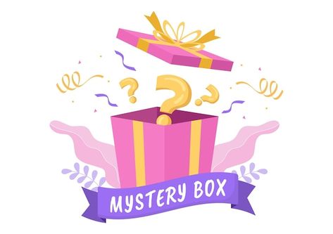 Mystery Box Design, Surprise Illustration, Gift Box Illustration, Illustration Birthday, Gift Illustration, Mystery Bag, Alphabet Preschool, Birthday Box, Decoration Originale