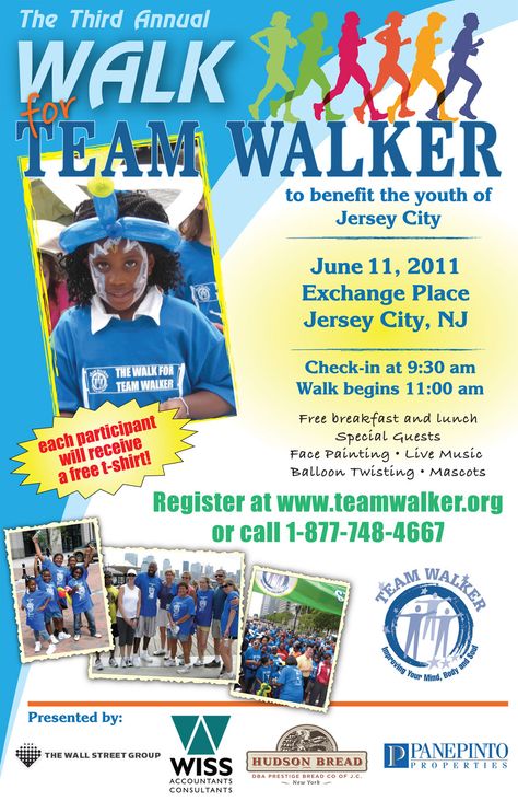 Poster for a walk-a-thon. www.positiveimpactpartners.net |  I like the blue yellow contrast Jog A Thon, Poster Ideas School, Library Chair, Free Tshirt, Charity Event, Poster Ideas, Event Poster, School Library, Educational Activities