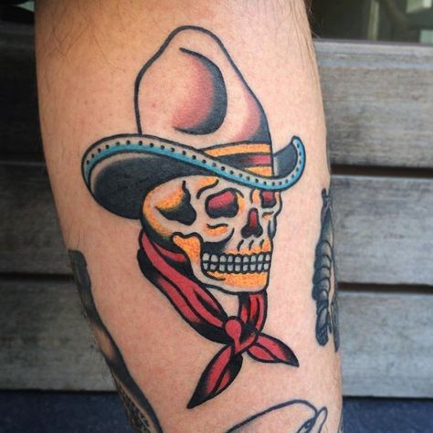 Cowboy Skull Tattoo, Utah Tattoo, Cowboy Skull, Cowboy Tattoos, Flash Designs, Traditional Style Tattoo, Geometric Tattoo Arm, Western Tattoos, American Traditional Tattoos