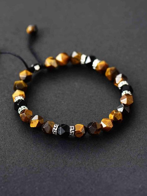 Gem Bracelets Stones, Men Beaded Bracelet, Masculine Jewelry, Eye Agate, Wooden Bracelet, Shop Boutique, Exotic Fashion, Natural Stone Bracelets, Agate Bracelet