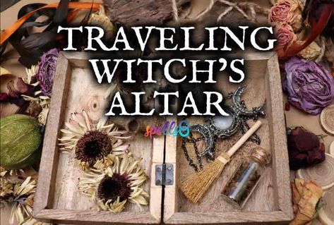 Traveling Witch’s Portable Altar Ideas and Photos Portable Altar Boxes, Witchcraft Diy, Portable Altar, Sacred Space Altar, Travel Altar, Spiritual Altar, Altar Ideas, Witchcraft Altar, Mini Altar