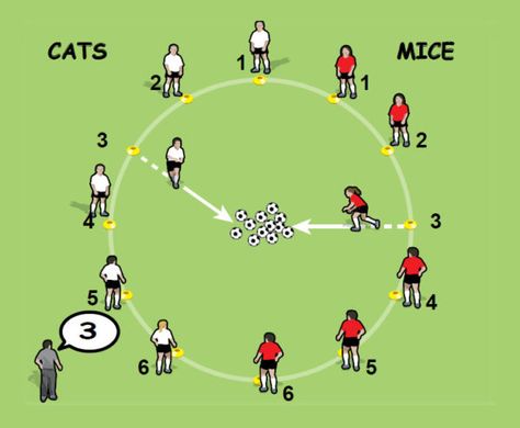 Cat and Mouse | Soccer Coach Weekly Coaching Kids Soccer, Soccer Lessons, Sport Snacks, Fun Soccer Drills, Fun Soccer Games, Youth Soccer Drills, Soccer Coaching Drills, Soccer Games For Kids, Football Coaching Drills