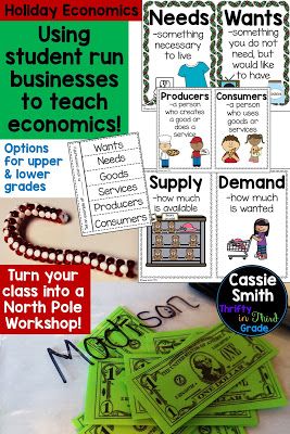 Teach your students all about economics with this fun holiday unit. Your students will run their own businesses as they learn all about supply and demand, goods and services, needs and wants, producers and consumers, and even taxes! The best part is that the goods, or crafts, students create can be used as holiday gifts for families! Goods And Services Third Grade, 2nd Grade Economics Project Ideas, 2nd Grade Economics, Learn Economics, Producers And Consumers, Service Learning Projects, Government Lessons, Skeleton Craft, Economics Project