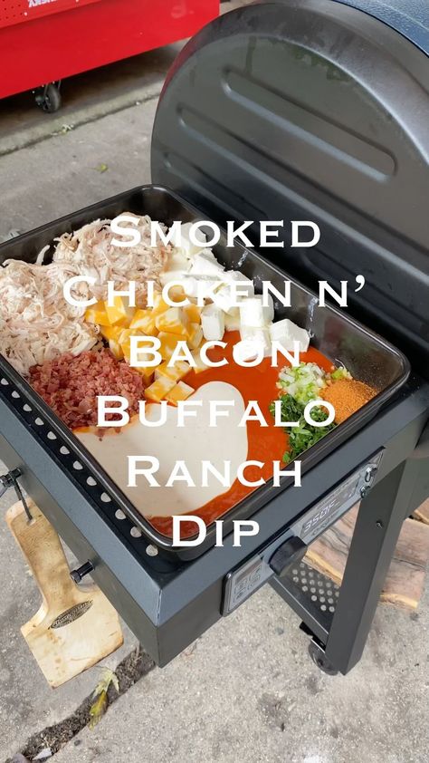 certified.creole.bbq on Instagram: Smoked Chicken n’ Bacon Buffalo Ranch Dip in just 30 mins. #ccbbq #bbq #gameday #chargriller #fogocharcoal #smoked #dip #chicken #buffalo… Smoked Chicken And Bacon Buffalo Ranch Dip, Buffalo Ranch Dip, Beer Marinade, Bacon Ranch Dip, Modelo Beer, Beef Marinade, Buffalo Ranch, Food Meat, Ranch Dip