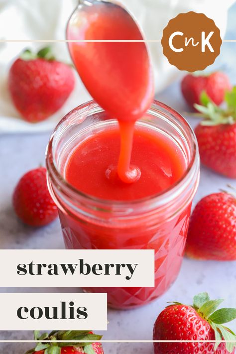 Strawberry Coulis Recipe, Lemon Ricotta Cheesecake, Strawberry Coulis, Coulis Recipe, Chocolate Chip Waffles, Waffle Sandwich, Strawberry Syrup, Frozen Cocktails, Refreshing Desserts