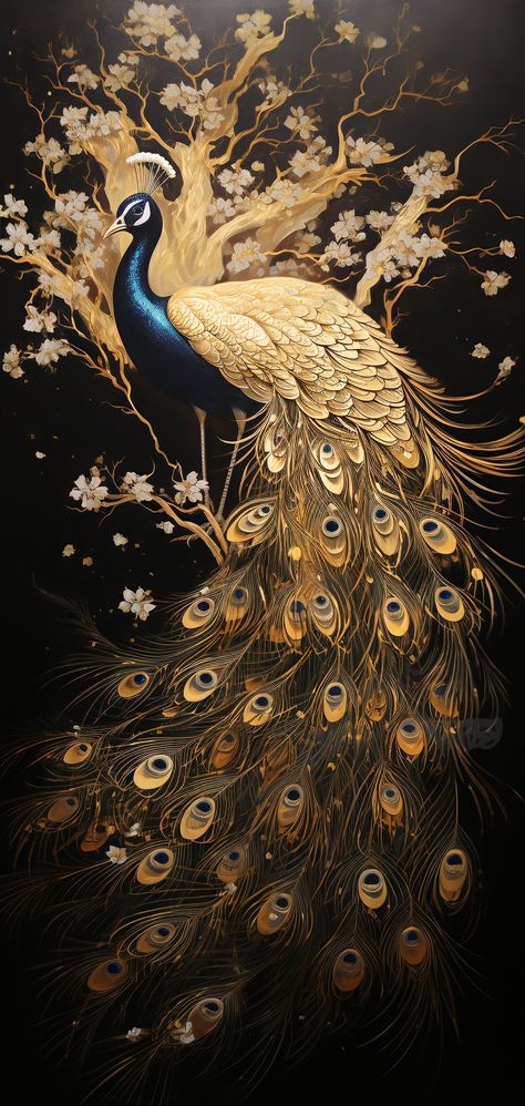 Golden Peacock, Peacock Art, Certificate Design, Nature Art Painting, Pretty Wallpapers Backgrounds, Birds Painting, Scenery Wallpaper, Tattoo Sketches, Android Wallpaper