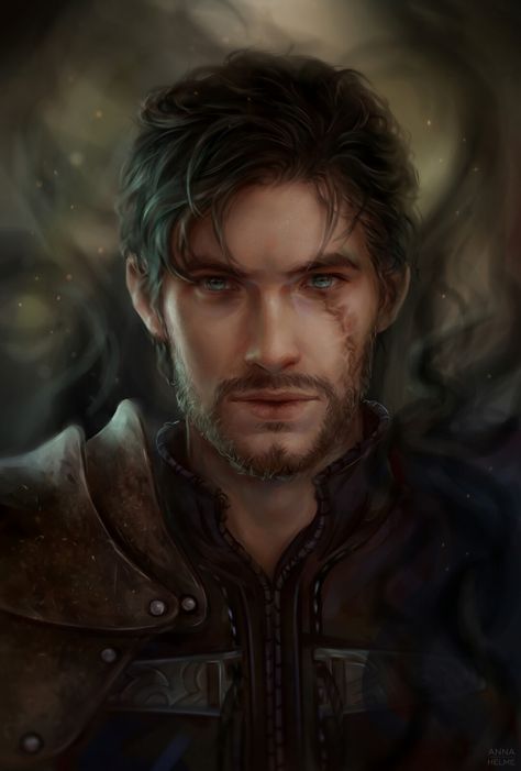 By Anna Helme Portrait Male, Heroic Fantasy, Character Inspiration Male, Fantasy Portraits, Human Male, Dungeons And Dragons Characters, Fantasy Male, Arte Fantasy, Male Portrait