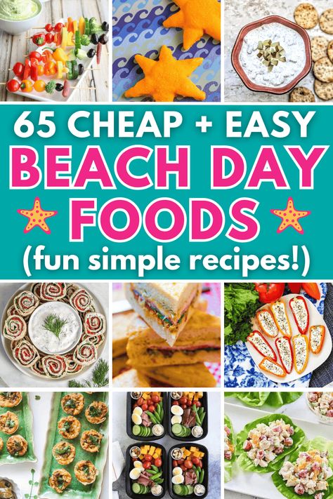 Beach Snacks For Toddlers, Food Ideas For Beach Vacation, Cheap Beach Snacks, Make Ahead Food For Beach Trip, Easy Healthy Beach Meals, Summer Beach Meals, Best Beach Meals, Meals At The Beach, Snacks For The Beach Summer