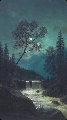 Arte Indie, Moonlight Painting, Arte Peculiar, Mountain Scenery, Night Art, Aesthetic Painting, Painting Wallpaper, Ethereal Art, Classical Art