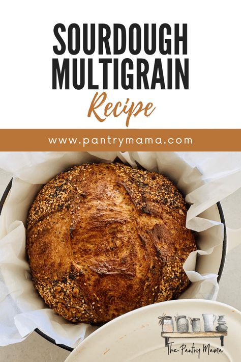 Sourdough Multigrain Bread, Multigrain Sourdough Bread Recipe, Multigrain Sourdough Bread, Fermented Dough, Pantry Mama, Multigrain Bread Recipe, Sourdough Ideas, Sourdough Starters, Simple Sourdough