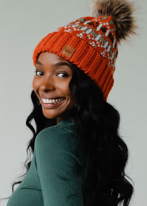 Knit pom pom hat