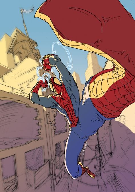 Spider Man Perspective Drawing, Injured Spiderman, Dynamic Spiderman Poses, Spiderman Eyes Drawing, Spiderman Art Comic, Upward Perspective Reference, Spiderman Falling, Spiderman Poses Reference, Spiderman Reference