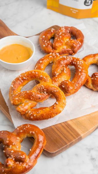 Healthy Recipes: Protein Soft Pretzels – Flourish Greek Yogurt Baking, Healthy Recipes Protein, Recipes Protein, Pretzel Dough, Protein Pancake Mix, Baking Soda Bath, Healthy Protein Meals, Protein Packed Meals, Protein Treats