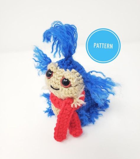 Crochet Labyrinth, Labyrinth Worm, Crochet Monsters, Crochet Frog, Crochet Animals Free Patterns, Fun Crochet Projects, Crochet Diy, Diy Crochet Projects, Crochet Doll Pattern