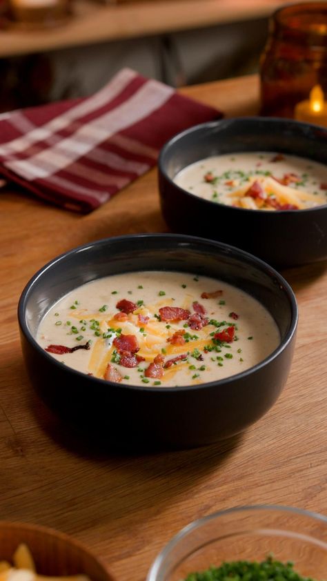 Bacon And Potato Soup, Cooking Videos Tasty, Loaded Baked Potato Soup Recipe, Baked Potato Soup Recipe, Loaded Potato Soup, Gold Potatoes, Loaded Baked Potato, Loaded Baked Potato Soup, Baked Potato Soup