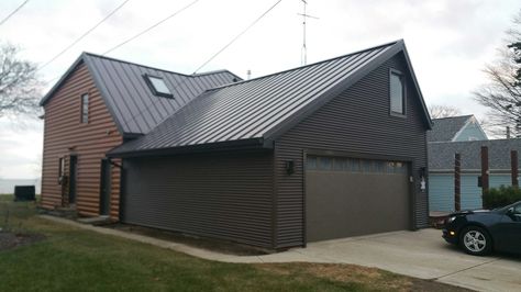 Dark Brown Metal Roof, Black House Galvanized Roof, Colorbond Roof Basalt, Stone Coated Steel Roof, Residential Metal Roofing, Metal Roof Panels, Standing Seam Roof, Steel Siding, Roof Siding