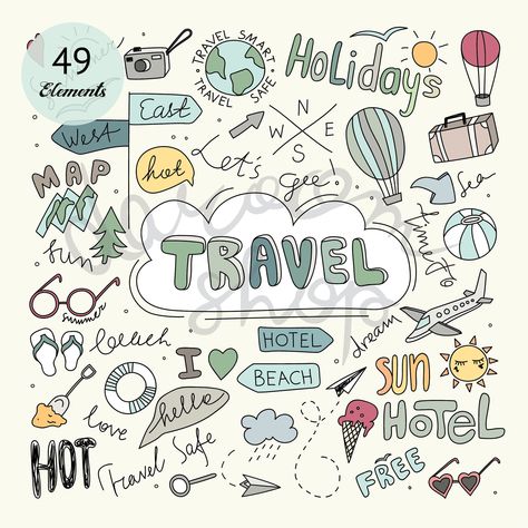 Road Trip Doodles, Travel Doodle Art, Trip Doodle, Doodles Travel, Travel Journalling, Line Art Travel, Doodle Travel, Bookmark Quotes, Travel Doodle