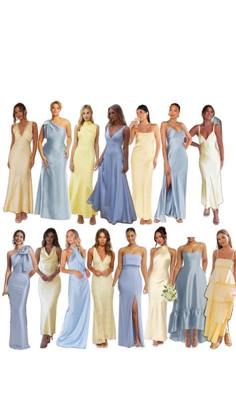 Blue Yellow Bridesmaid Dresses, Blue And Yellow Bridesmaids, Yellow And Blue Bridesmaid Dresses, Blue And Yellow Bridesmaid Dresses, Yellow Bridesmaid, Fashion Show Themes, Provence Wedding, Yellow Bridesmaids, Wedding 2025