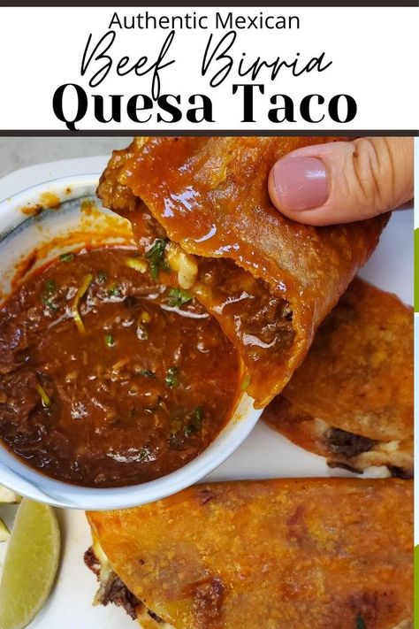 Red Tacos Recipe, Tacos Dipped In Red Sauce, Dipped Tacos Recipes, Authentic Taco Recipes Mexican Style, Dipping Tacos Recipe, Street Taco Dip, Birria Tacos Authentic, Authentic Birria Tacos With Consome, Authentic Beef Tacos