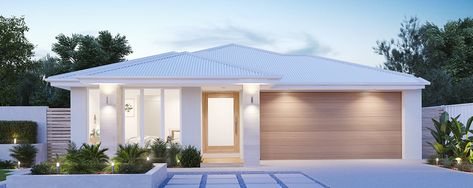 Single Storey Facade, Coastal Facade, Brighton Homes, White Facade, Single Story House, Brighton Houses, House Facades, Bloxburg Room, Small Modern Home