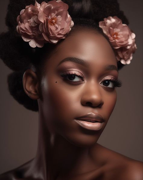 Bridal makeup inspiration using rose gold colour palette, Ai makeup inspiration, wedding makeup, bridal makeup, midjourney makeup inspiration, rose gold makeup, rose gold makeup inspiration for black women, black bridal makeup ©Paje Pokjowy Dusty Pink Makeup Look, Rose Gold Bridal Makeup, Rose Gold Colour Palette, Rose Gold Wedding Makeup, Makeup Inspiration Wedding, Inspiration For Black Women, Gold Wedding Makeup, Makeup Rose Gold, Bridal Makeup Inspiration