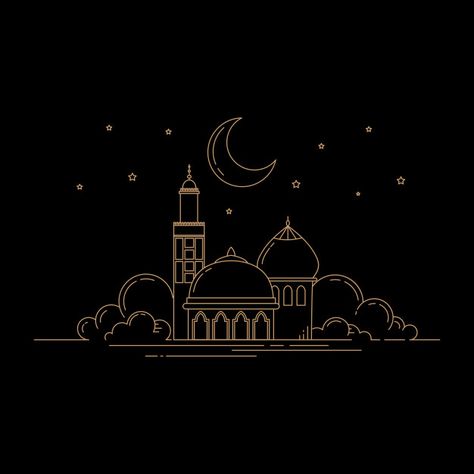 Line art style mosque design Premium Vec... | Premium Vector #Freepik #vector #background #design #star #islamic Mosque Design Vector, Mosque Line Art, Sajadah Design, Festival Stickers, Vector Background Design, Eid Wallpaper, Wallpaper Ramadhan, Eid Mubarak Wallpaper, Eid Background