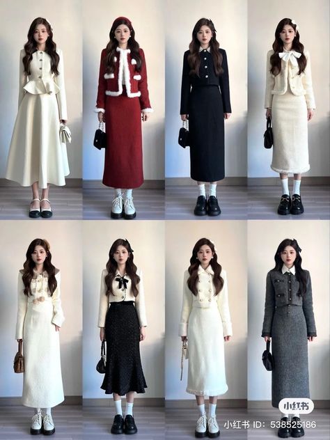 Elegant Ootd Classy, Manhwa Inspired Outfits, Bussnis Outfit Women, Korean Style Outfits Classy, Dodohee Fashion, Dentist Appointment Outfit, Korean Winter Dress, Elegant Korean Outfit, Korean Outfits Elegant