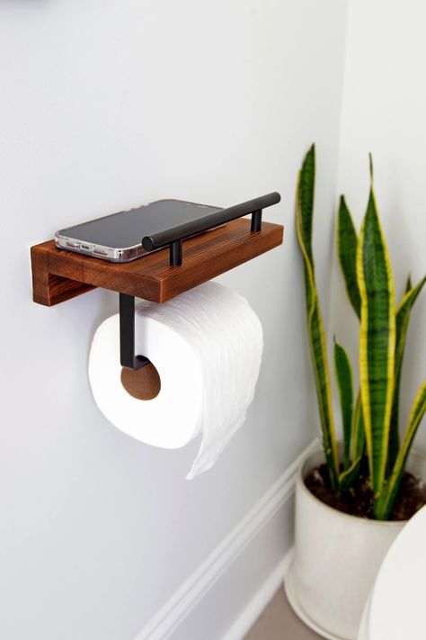 Wood Toilet Paper Holder With Shelf Wall Mounted Rustic Modern Farmhouse Bathroom Organizer for Tissue Rolls, Wet Wipes, Hand Towels - Etsy Farmhouse Bathroom Organizers, Rustic Toilet Paper Holders, Toilet Paper Holder With Shelf, Wood Toilet Paper Holder, Rustic Toilets, Wood Toilet, Rustic Modern Farmhouse, Toilet Paper Holders, Modern Farmhouse Bathroom