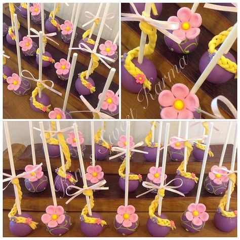 Tangled cake pops | Tangled/Rapunzel inspired cake pops | Kimberly Lloyd | Flickr Tangled Cupcakes, Princess Cake Pops, Tangled Cake, Rapunzel Birthday Cake, Bolo Rapunzel, Rapunzel Cake, Tangled Birthday Party, Rapunzel Birthday, Rapunzel Birthday Party