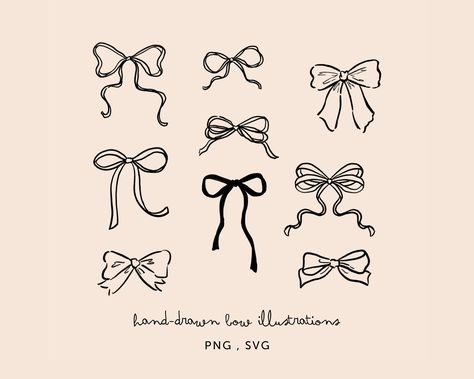 Bow Doodle, Drawn Bows On Wrapping, Bow Technical Drawing, Dainty Bow Drawing, Bow Sketch Ribbon, Bow Drawing, Menue Design, Drawing Clipart, Wedding Illustration