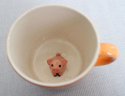 — sosuperawesome: Hidden Surprise Mugs Marie Claude... Slap Mug Pottery, Hidden Surprise Mug, Surprise Mug, Pink Coffee Cup, Pink Coffee Cups, Pink Coffee, Pretty Mugs, Small Figurines, Clay Mugs