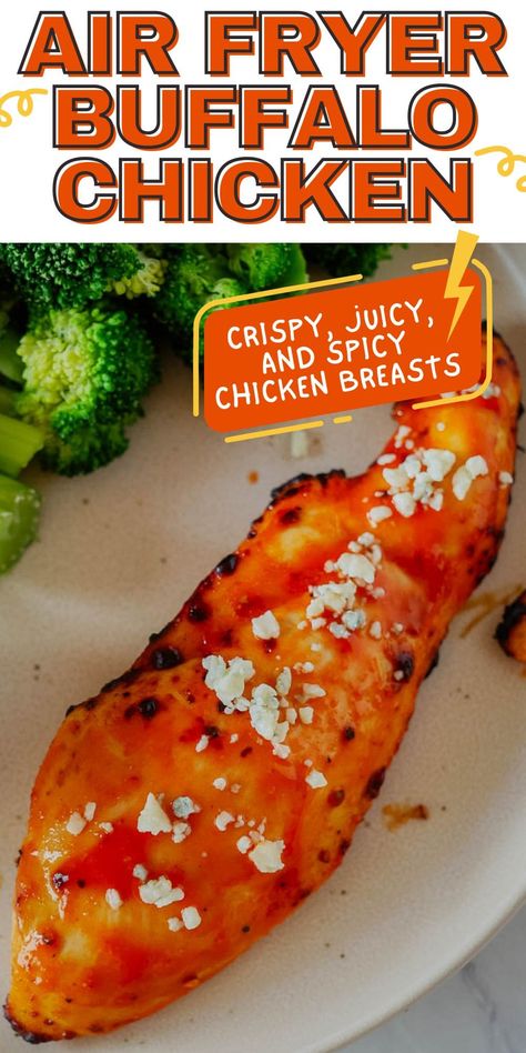 Spice up your dinner with this easy Air Fryer Buffalo Chicken Breast! Juicy, tender chicken is coated in a zesty buffalo sauce, delivering a burst of flavor with every bite. Perfect for a quick weeknight meal, this recipe is sure to become a family favorite that adds a little kick to your dinner table! Air Fry Buffalo Chicken, Buffalo Chicken Breast, Air Fryer Buffalo Chicken, Spicy Chicken Breast, Breakfast Sides Dishes, Easy Buffalo Chicken, Buffalo Chicken Recipes, Air Fryer Chicken Tenders, Breakfast Sides