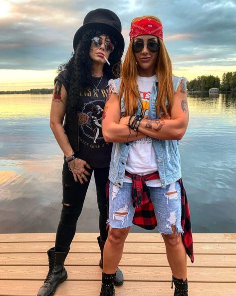 Axel Rose Costume, 80s Fancy Dress Couples, Axl Rose Costume, Axl Rose And Slash, Slash Costume, Couples Fancy Dress, Axl Rose Slash, Rockstar Costume, 80s Halloween Costumes