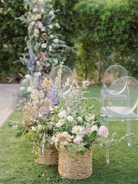 Floral Pillars, Vintage Getaway Car, Garden Backdrop, Market Lights, Off The Shoulder Wedding Dress, Heart Favors, Aisle Flowers, Ceremony Design, Getaway Car