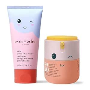 Kids Happy Morning DUO: Clean & Vegan Skin Care for Kids Bundle | Kids Skin Care Cloud Face Wash + SPF 20 Mineral Face Cream | Non-Toxic | Non-Comedogenic | Fun | Easy-to-Use Skincare for Kids Skin Care For 9-10 Years, Ever Eden Kids Skincare, Everdeen Skincare Kids, Kids Skin Care Products, Sephora Skin Care For Kids, Skin Care For Kids, Skincare For Kids, Cloud Face, Kids Skin Care