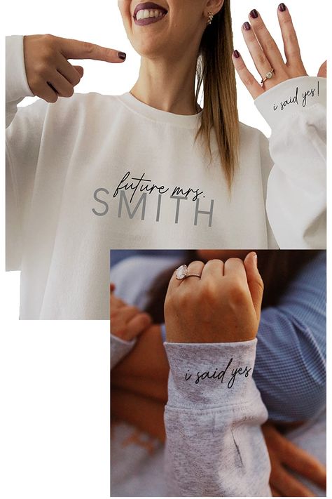 Future Mrs Sweatshirt - Fiance - I Said Yes - Newly Engaged - Engagement Gift - New Mrs - Custom Mrs Sweatshirt - New Mrs - Honeymoon Pajamas - Wedding Gift - Future Mrs. Gift Brand: Up2ournecksinfabric LLC Honeymoon Pajamas, Ms To Mrs, Mrs Sweatshirt, Sarah Elizabeth, Bride Sweatshirt, Boda Mexicana, Gifts For Fiance, Future Mrs, I Said Yes