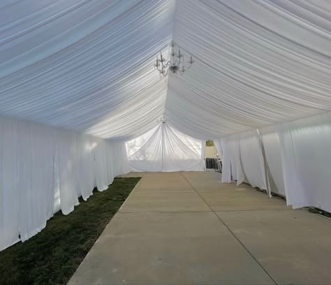 Canopy Wedding Decor Tent, Tenda Nikahan, Debut Theme, Outdoor Tent Wedding, Draping Ideas, Wedding Draping, Wedding Entrance Decor, Wedding Canopy, Dream Wedding Decorations