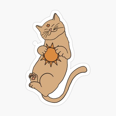 Cat Sun Tattoo, Sun Cat Tattoo, Cat And Sun Tattoo, Sun Sticker, Sun Painting, Redbubble Stickers, Sun Tattoo, Cat Graphic, Forearm Tattoo Men