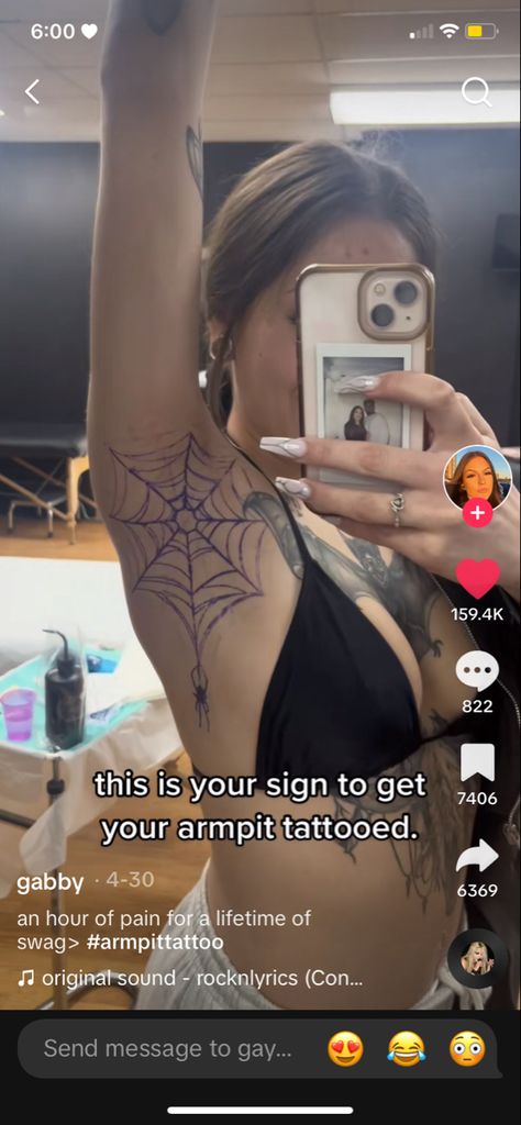 Spider Web Tattoo Armpit, Armpit Spider Web Tattoo, Tattoo Armpit Woman, Spiderweb Armpit Tattoo, Spider Hip Tattoos Women, Arm Pit Tattoo, Armpit Tattoo Women, Armpit Tattoo, Spider Web Tattoo