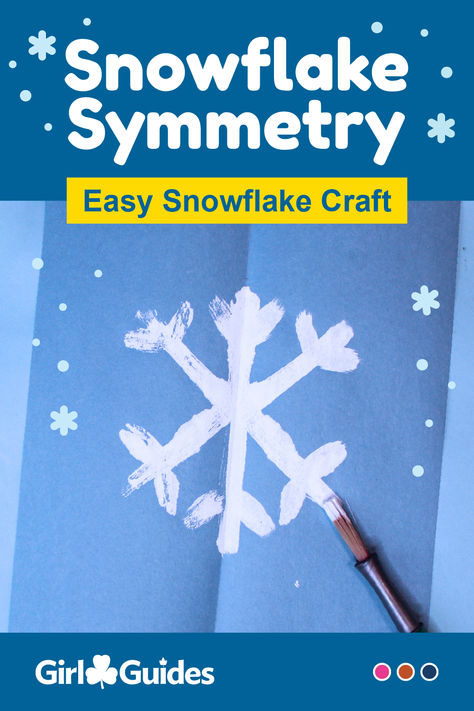 Paint a snowflake! Kids will explore symmetry while creating a perfectly symmetrical snowflake painting. Snowflake Art Projects For Kids, Snowflakes Art, Simple Snowflake, Snowflake Craft, After School Program, Girl Guides, Winter Activities, After School, Kids Art Projects