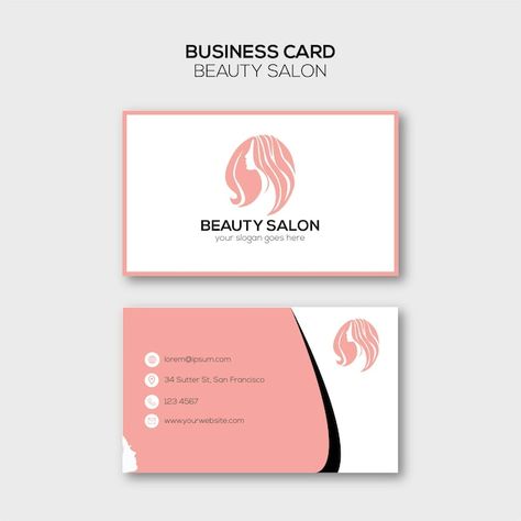 Beauty salon pink business card | Premium Vector #Freepik #vector Beauty Salon Visiting Card Design, Business Card Beauty Salon, Salon Visiting Card Design, Beauty Salon Logo Ideas, Pink Beauty Salon, Business Cards Beauty, Beauty Salon Business Cards, Visit Card, Wedding Salon