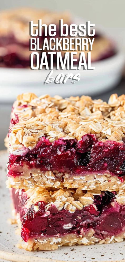 Blackberry Oatmeal Breakfast Bars [45 Minutes] – Chasety Blackberry Breakfast Bars, Berry Oatmeal Bars, Blackberry Oatmeal, Blackberry Dessert, Berry Oatmeal, Oatmeal Breakfast Bars, Baked Recipes, Blackberry Recipes, Oat Cakes