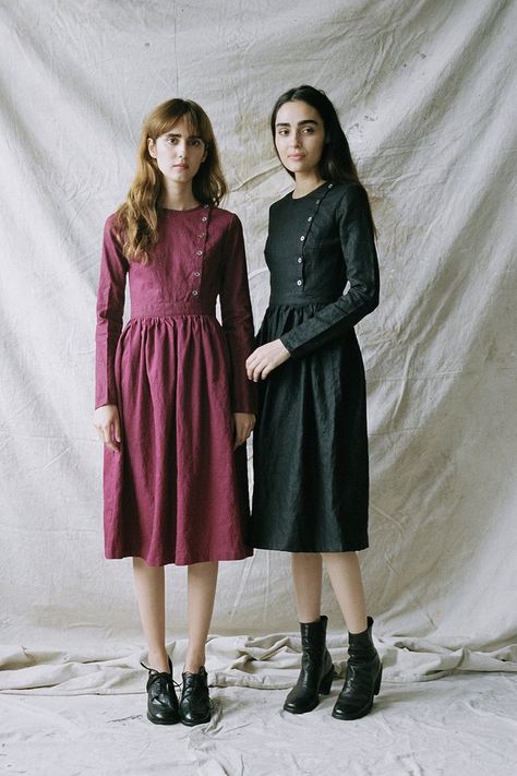 Nom de Plume on film | Ovate Frock Models, Working Dresses, Happy Dresses, Earthy Outfits, Muslim Fashion Dress, Bonnet Hat, On Film, Clothespins, Fashion Line