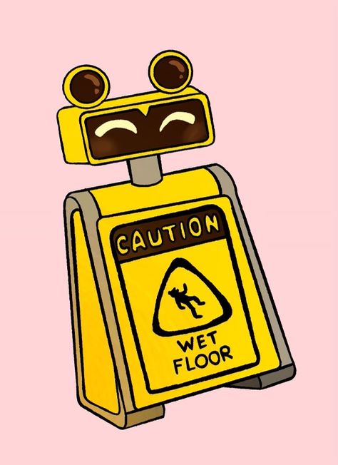 Fnaf Security Breach Wet Floor Bot, Wet Floor Bot Fnaf Fanart, Wet Floor Sign Fnaf, Wet Floor Bot Fnaf, Fnaf Creepy, Wet Floor Sign, Fnaf Pfp, Fnaf Crafts, The Living Tombstone